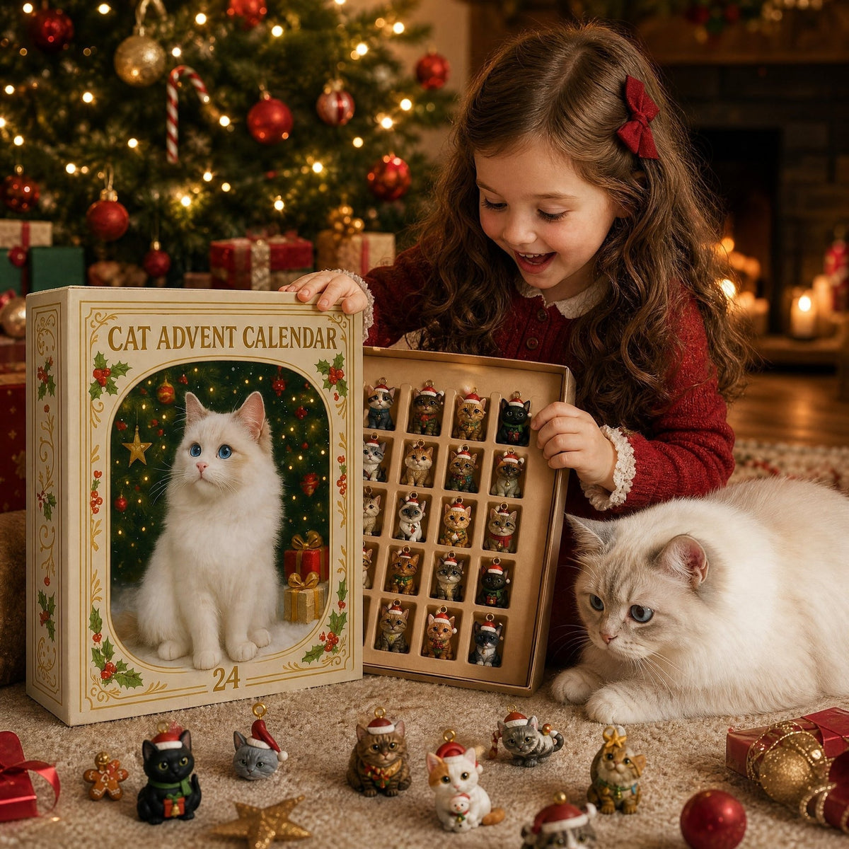 3D Cat Advent Calendar Christmas Holiday Countdown