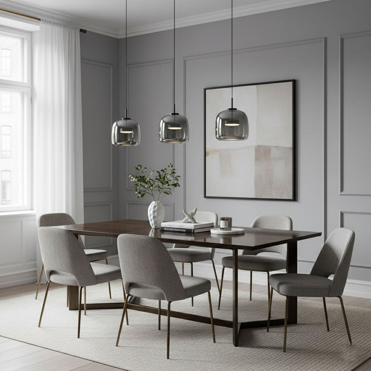 Dome Pendant Light - Smoked Glass - Modern Elegant Lighting - Image 5