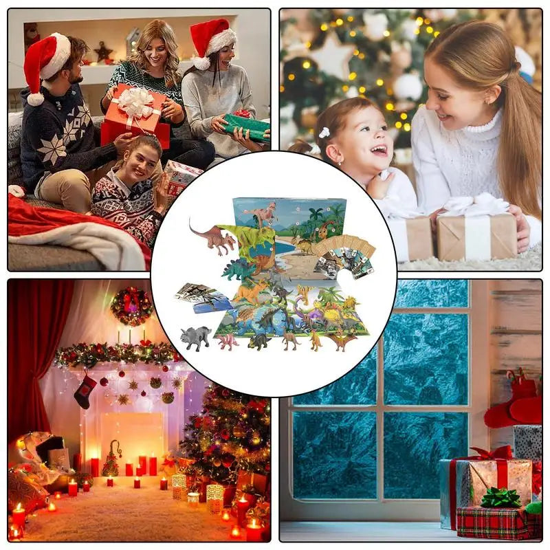 Kids' 24-Day Dinosaur Christmas Advent Calendar with 3D Figures – PVC Holiday Countdown