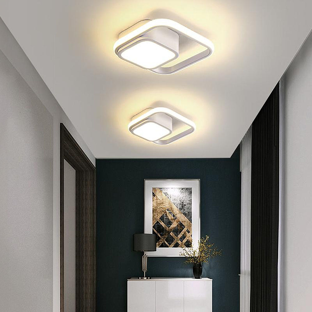 Modern LED Ceiling Light - Black Metal Rings - Flush Mount Fixture - Image 16