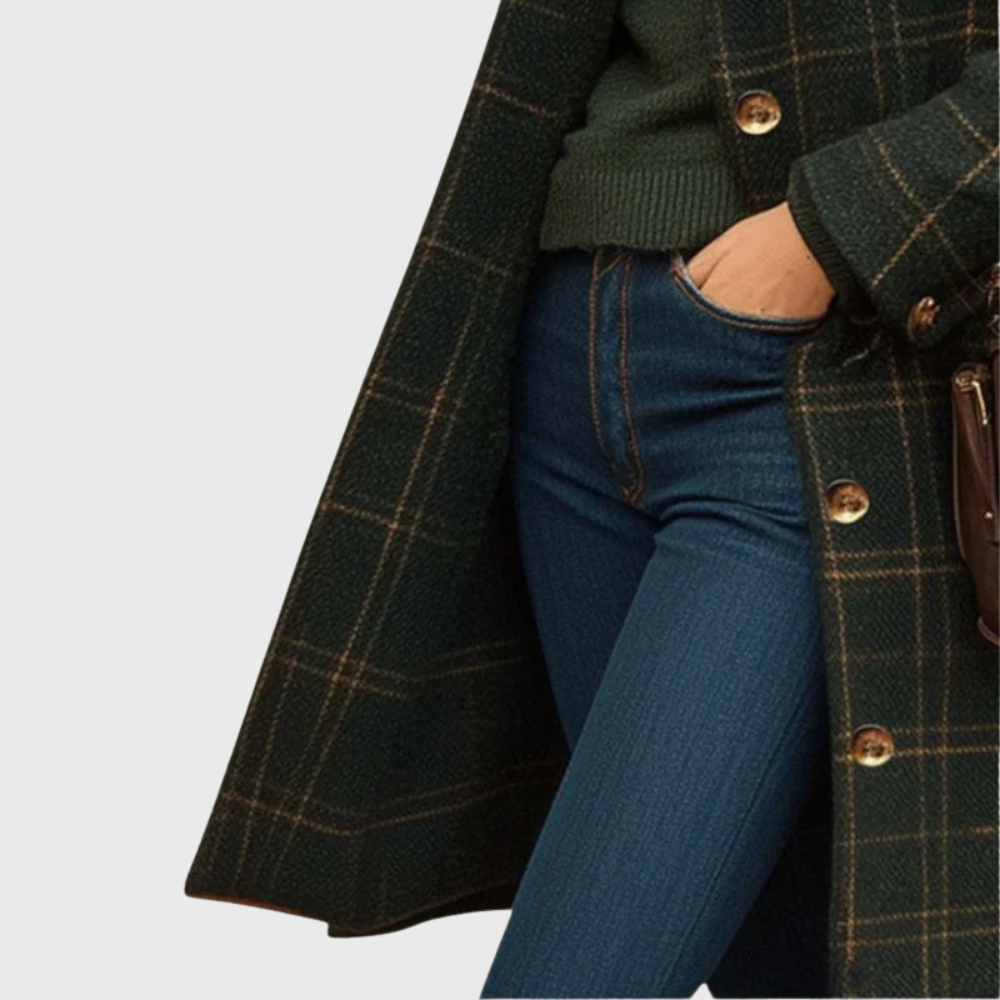 Women's Longline Button-Front Coat with Lapel Collar