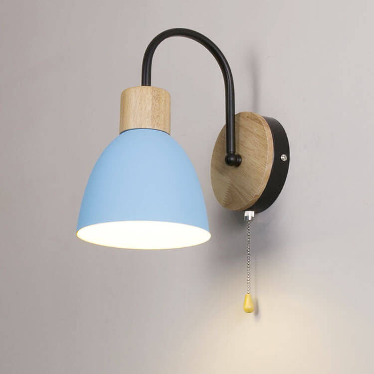 Wooden Accent Wall Light with Pull Switch - Nordic Style - Dome Shade - Image 16