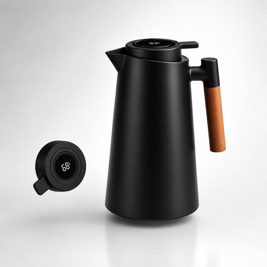 1 Liter Thermal Coffee Carafe with Temperature Display - Keeps Coffee & Tea Hot for Hours