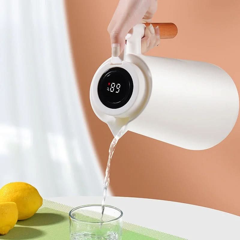 1 Liter Thermal Coffee Carafe with Temperature Display - Keeps Coffee & Tea Hot for Hours