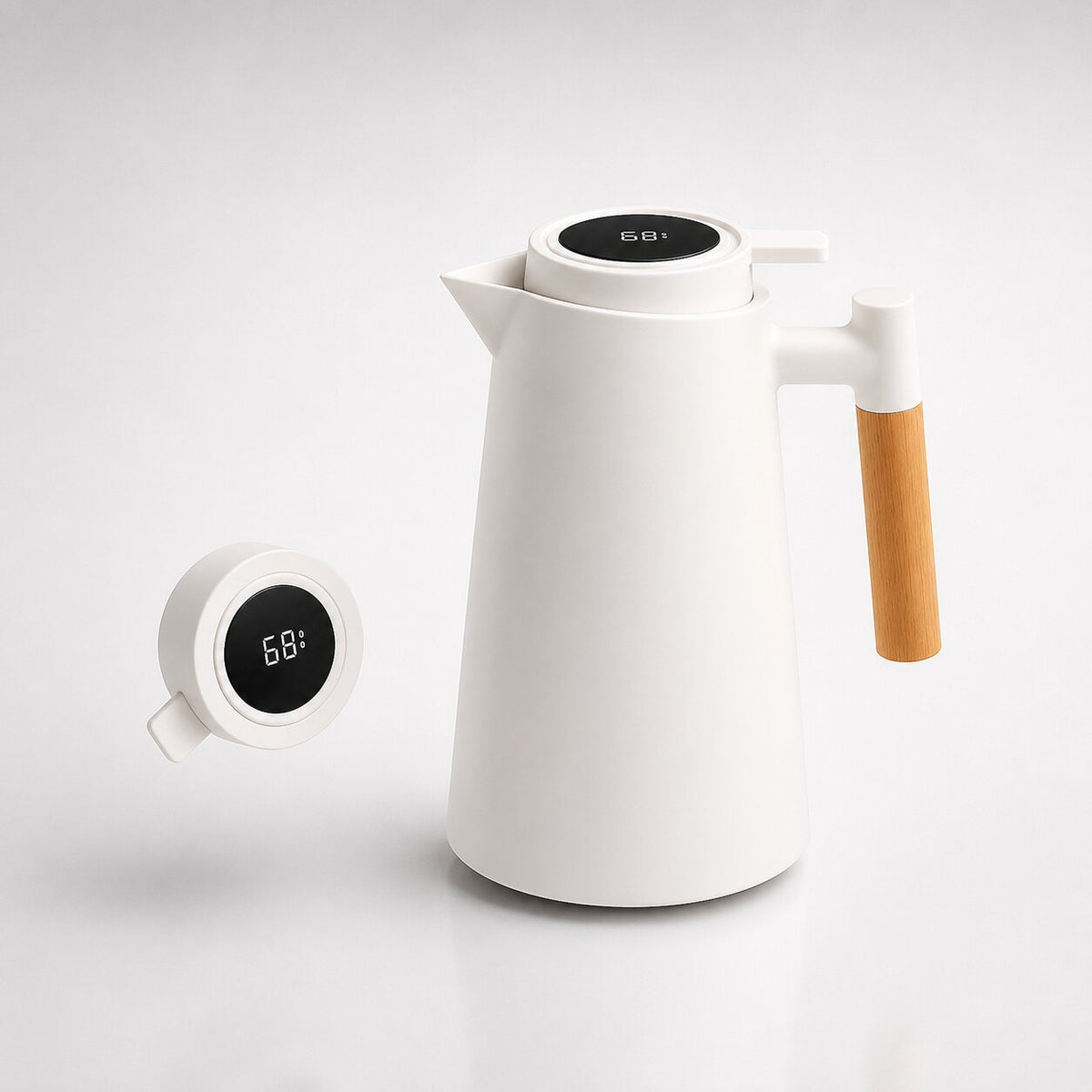 1 Liter Thermal Coffee Carafe with Temperature Display - Keeps Coffee & Tea Hot for Hours