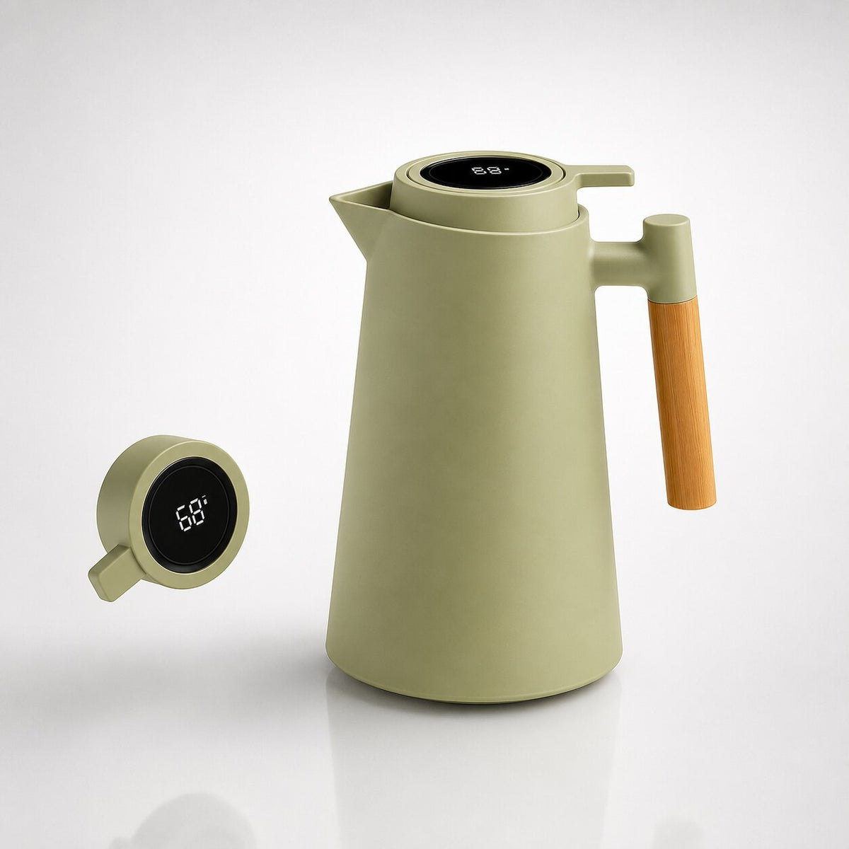 1 Liter Thermal Coffee Carafe with Temperature Display - Keeps Coffee & Tea Hot for Hours