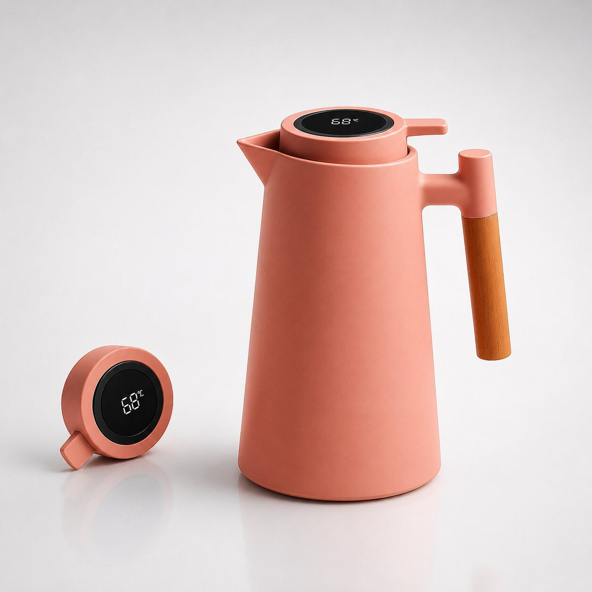 1 Liter Thermal Coffee Carafe with Temperature Display - Keeps Coffee & Tea Hot for Hours