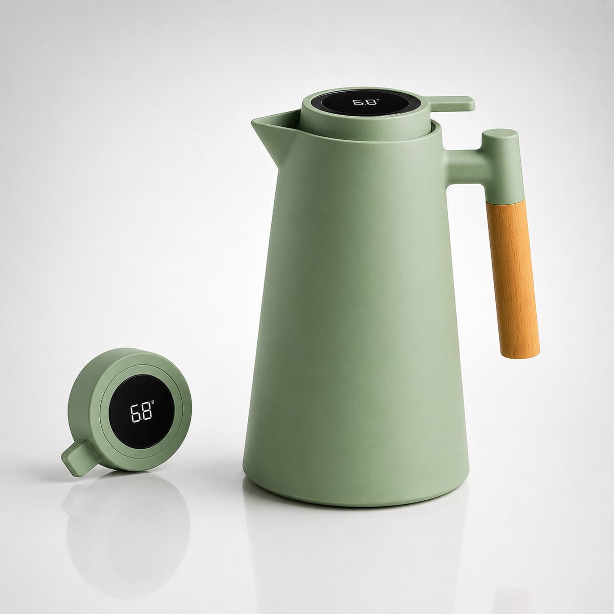 1 Liter Thermal Coffee Carafe with Temperature Display - Keeps Coffee & Tea Hot for Hours