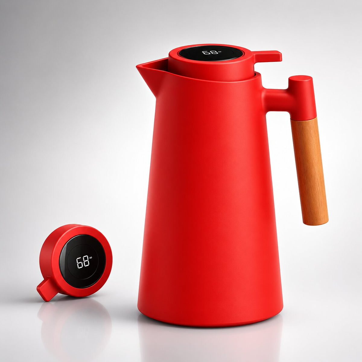 1 Liter Thermal Coffee Carafe with Temperature Display - Keeps Coffee & Tea Hot for Hours