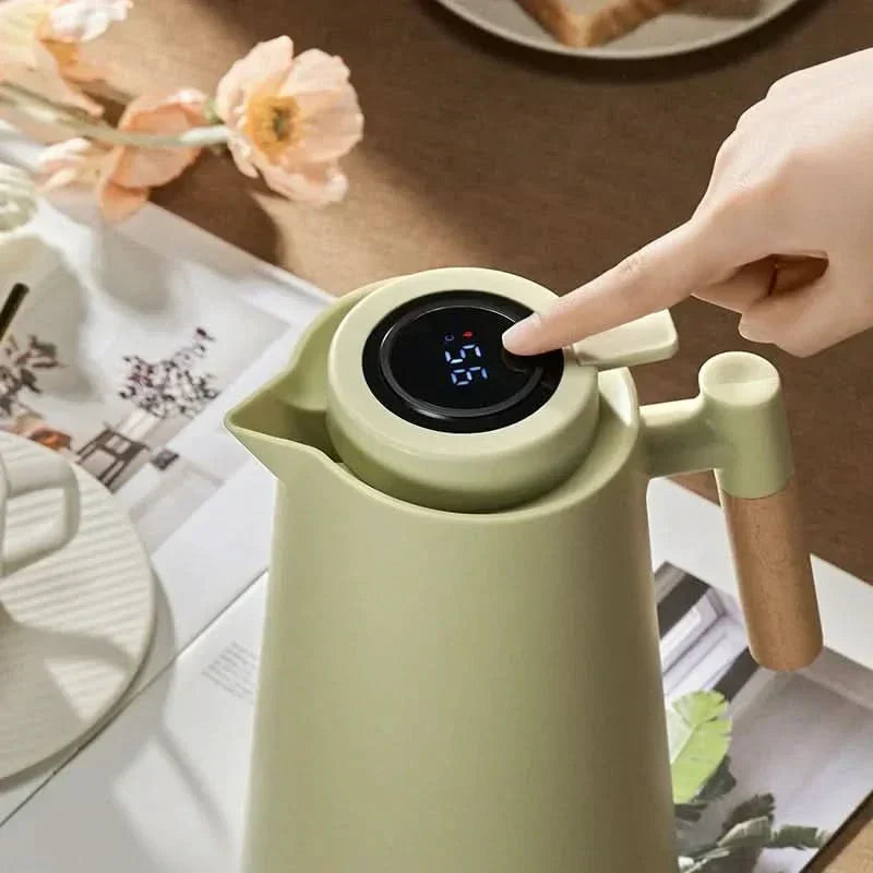 1 Liter Thermal Coffee Carafe with Temperature Display - Keeps Coffee & Tea Hot for Hours