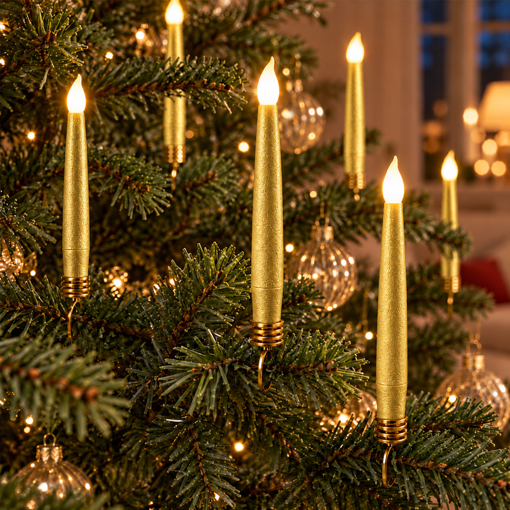 10-Pack Wireless LED Christmas Tree Candles with Remote Control & Clips – Fits Most Candle Holders