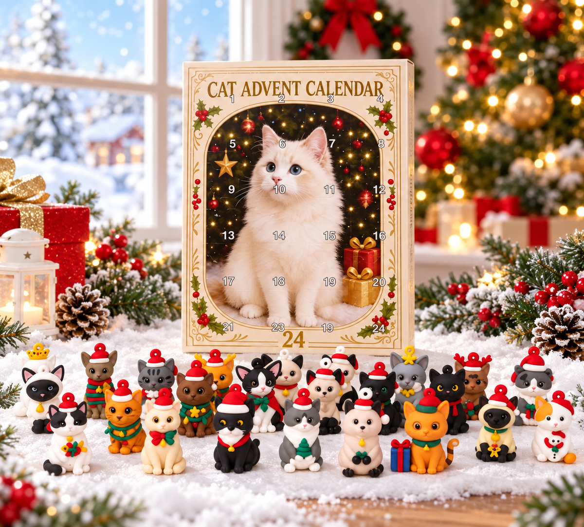 3D Cat Advent Calendar Christmas Holiday Countdown