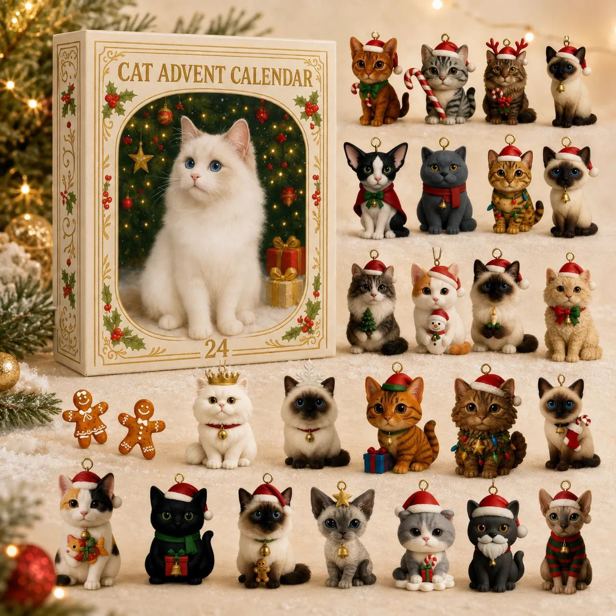 3D Cat Advent Calendar Christmas Holiday Countdown
