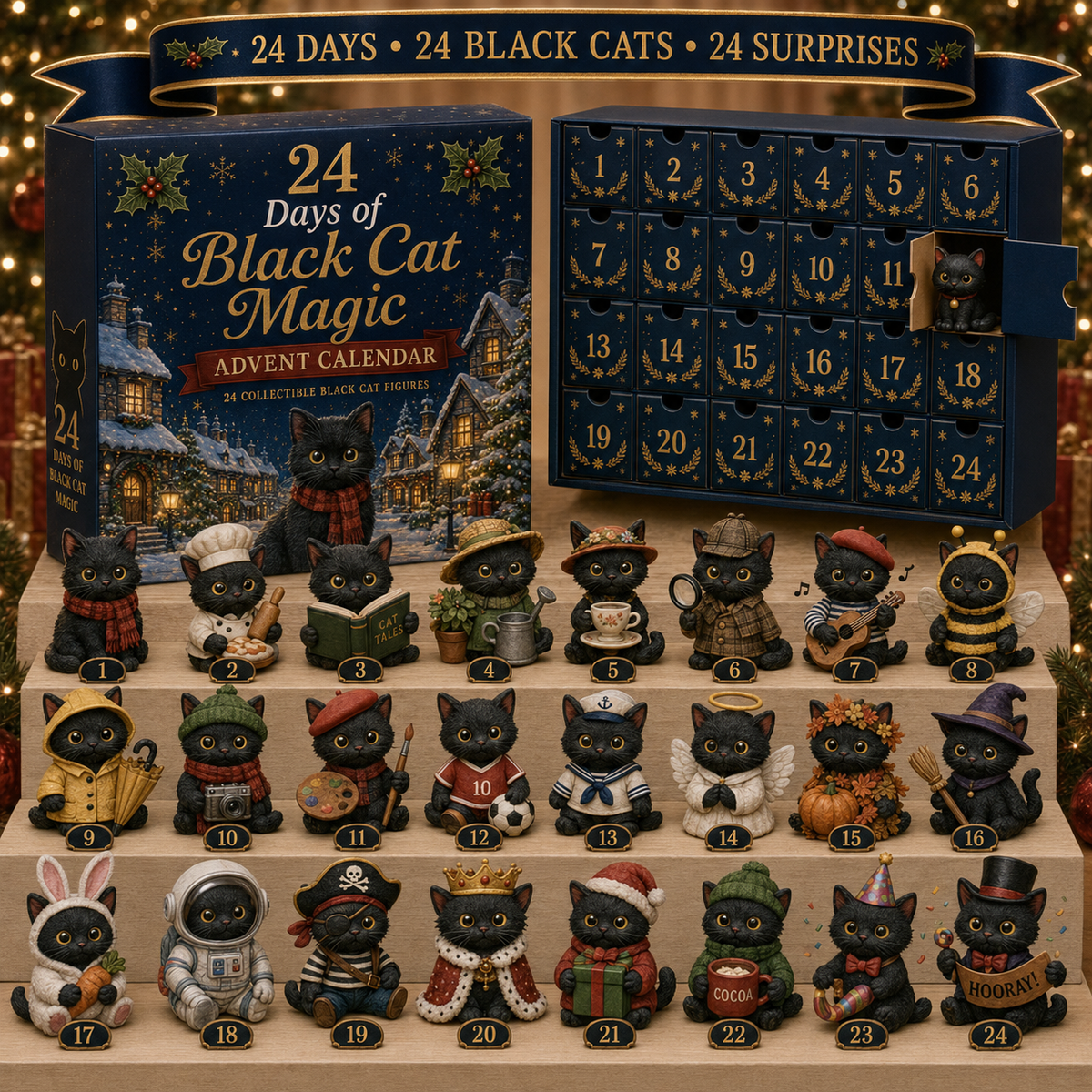 3D Cat Advent Calendar Christmas Holiday Countdown