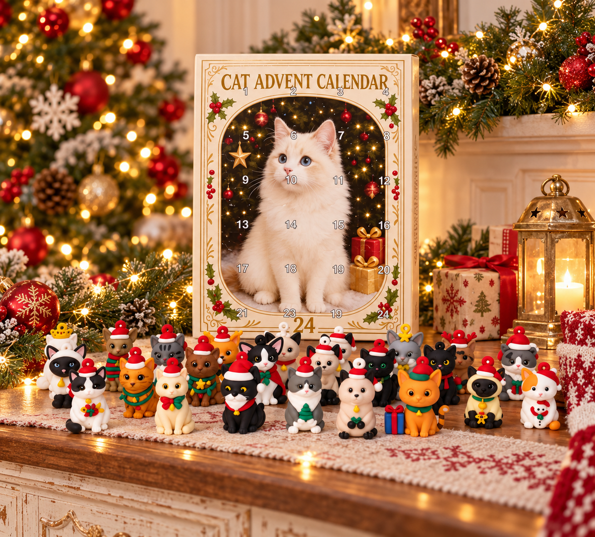 3D Cat Advent Calendar Christmas Holiday Countdown