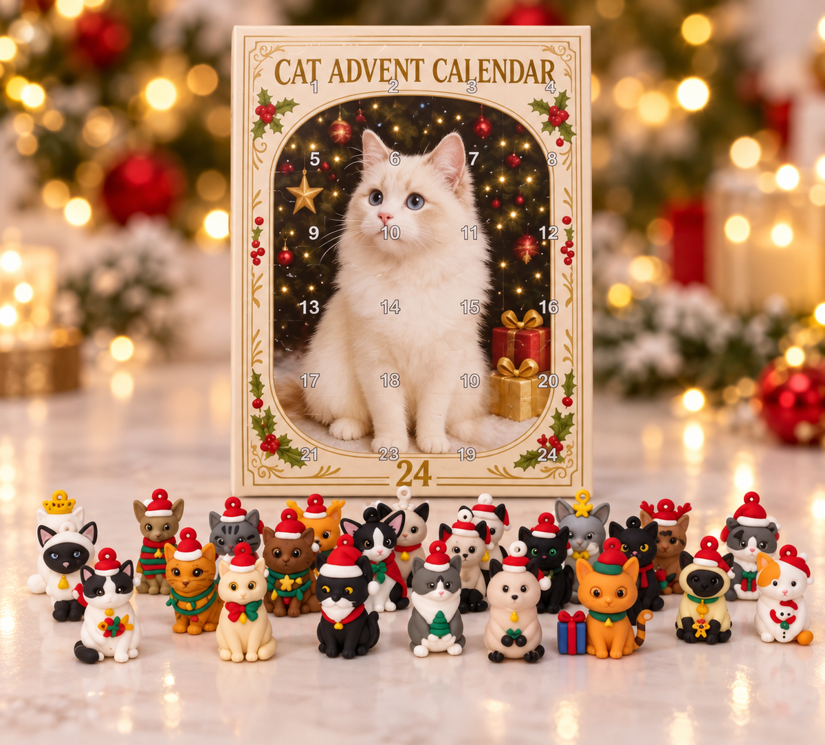 3D Cat Advent Calendar Christmas Holiday Countdown