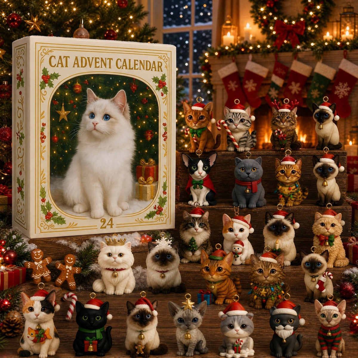 3D Cat Advent Calendar Christmas Holiday Countdown