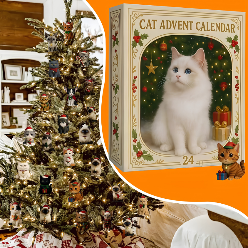 3D Cat Advent Calendar Christmas Holiday Countdown
