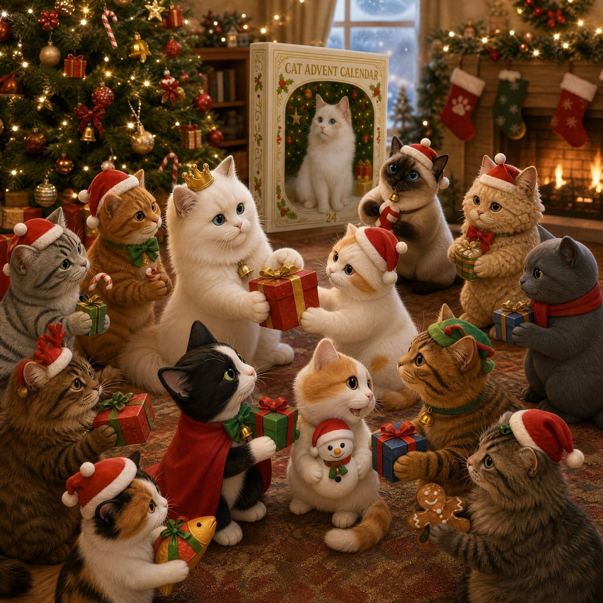 3D Cat Advent Calendar Christmas Holiday Countdown