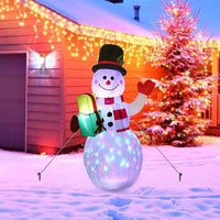 5ft Inflatable Snowman Outdoor Decoration with Rotating LED Lights, Weatherproof Christmas Blow Up Yard Decor