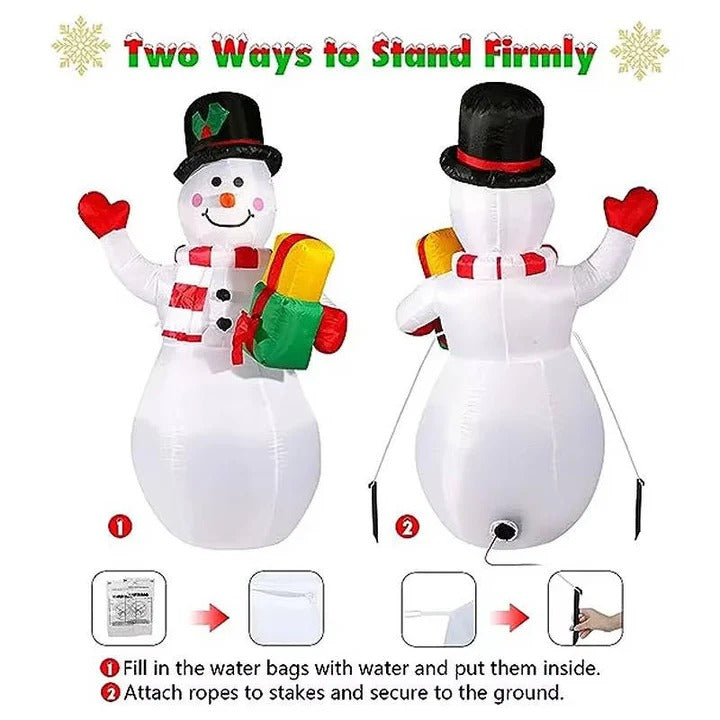 5ft Inflatable Snowman Outdoor Decoration with Rotating LED Lights, Weatherproof Christmas Blow Up Yard Decor