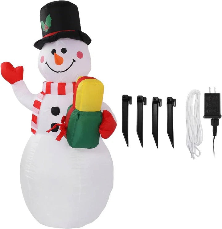 5ft Inflatable Snowman Outdoor Decoration with Rotating LED Lights, Weatherproof Christmas Blow Up Yard Decor