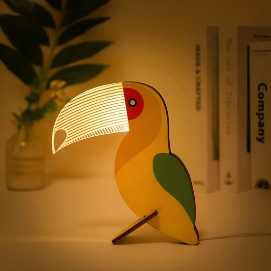 Animal Design Night Light - Wooden LED Lamp - Nursery Decor - Image 1