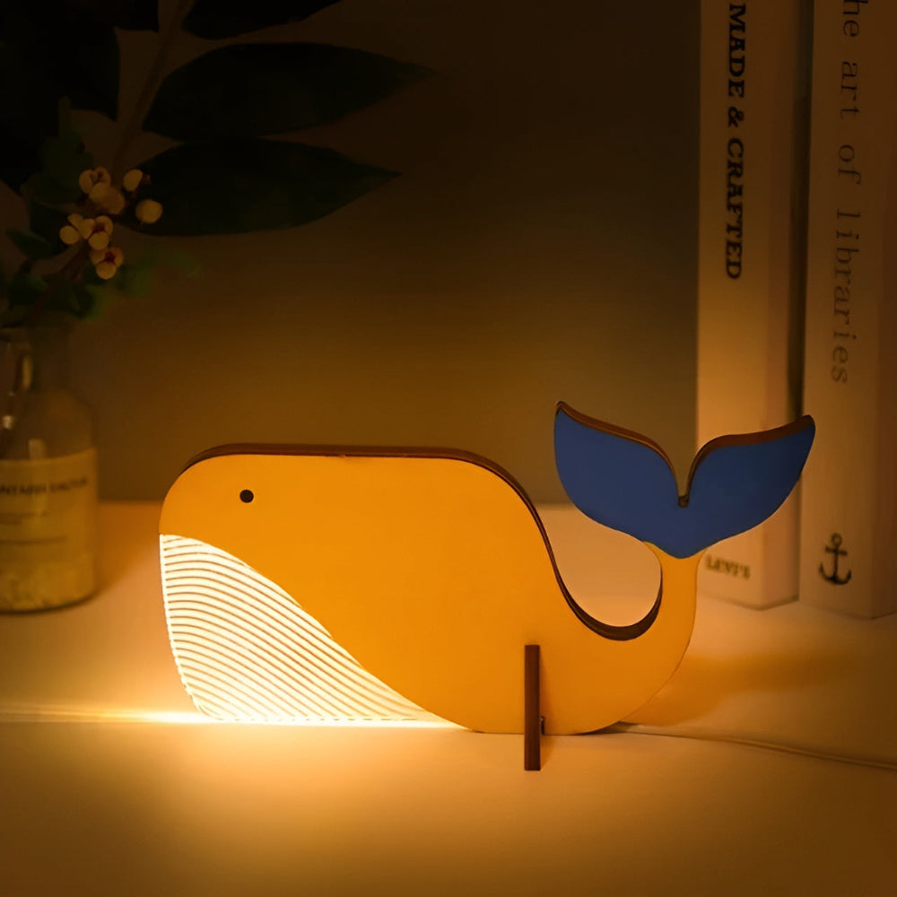Animal Design Night Light - Wooden LED Lamp - Nursery Decor - Image 2