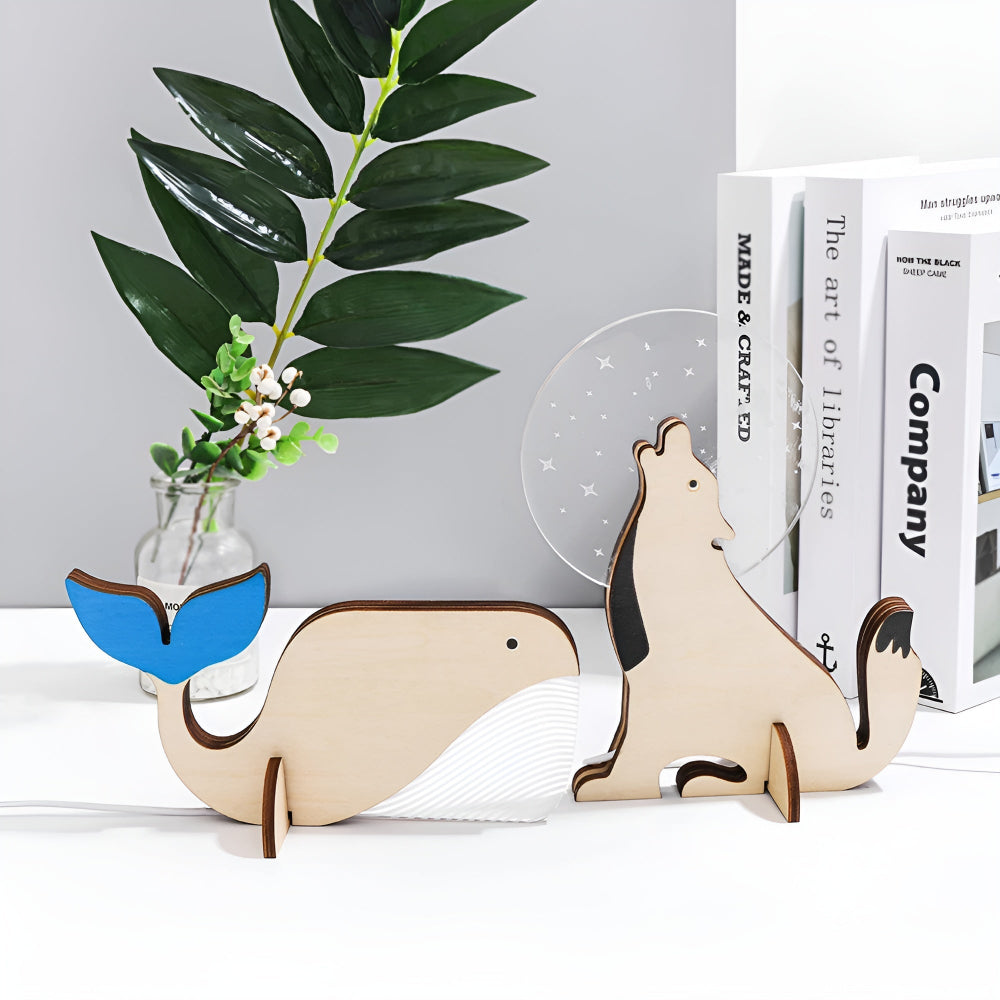 Animal Design Night Light - Wooden LED Lamp - Nursery Decor - Image 5