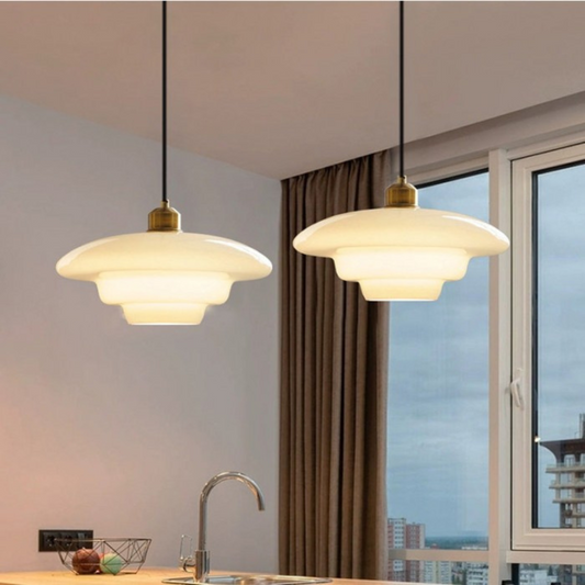 Art Deco Opal Glass Pendant Light - Elegant Hanging Lamp - Image 1