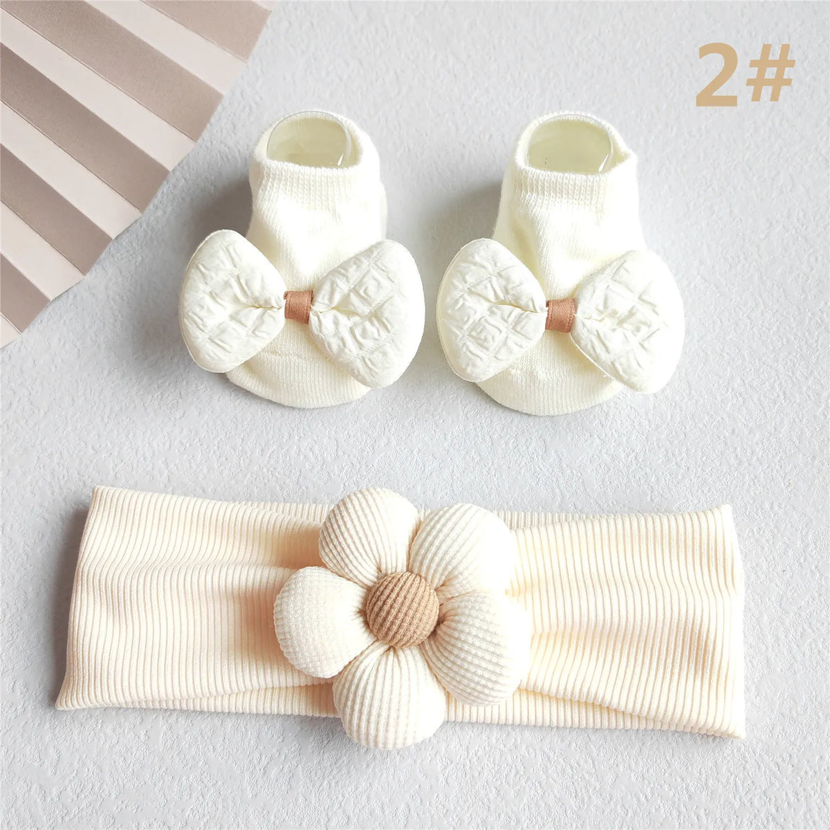 Baby Girl Headband and Socks Set - Newborn Princess Lace Hair Bows & Cotton Socks Gift for 0-12 Months