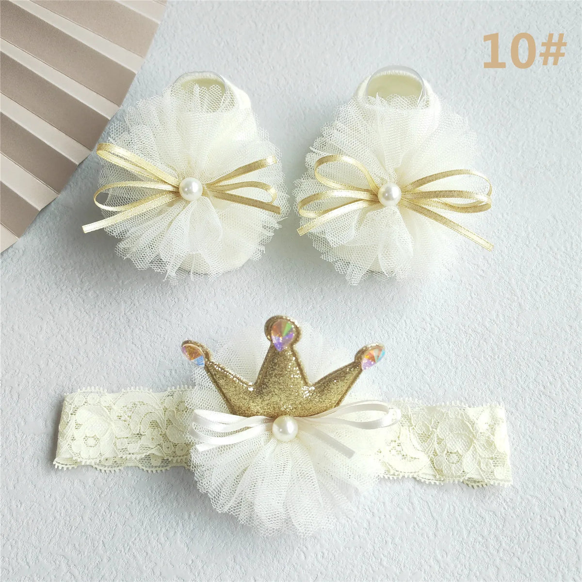 Baby Girl Headband and Socks Set - Newborn Princess Lace Hair Bows & Cotton Socks Gift for 0-12 Months