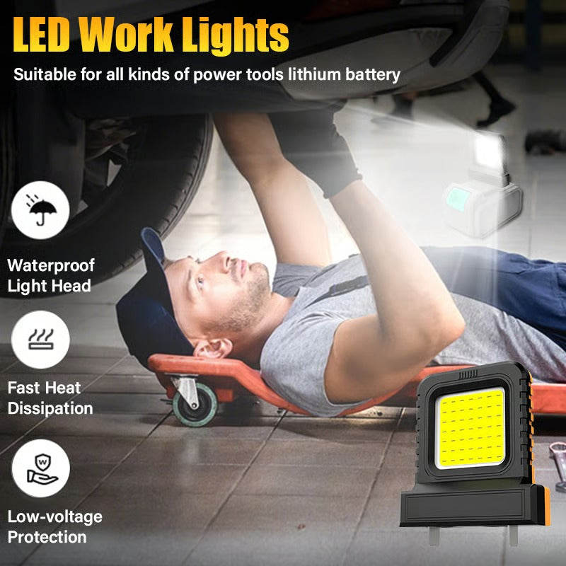 Battery-Compatible COB LED Work Floodlight for DIY & Outdoor