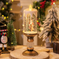 Battery-Operated Flameless LED Snow Globe Candle with Glitter Design