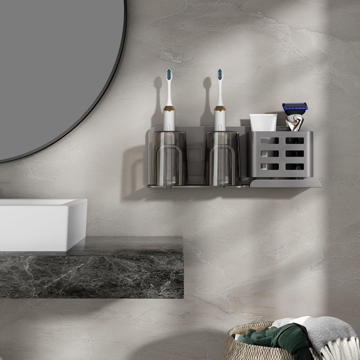 Bella | BristleHub Wall-Mounted Electric Toothbrush Holder – Aluminium Bathroom Organiser with Drainage Holes