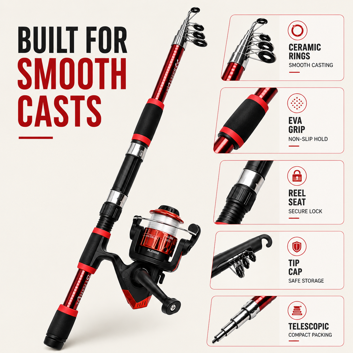 Bella | Castaway Telescopic Travel Fishing Rod Set