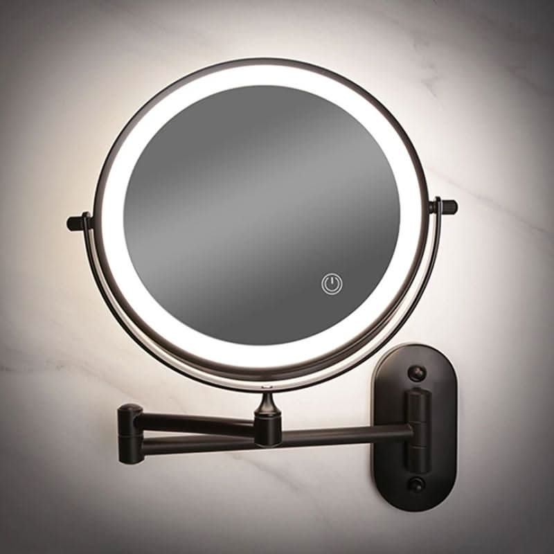 Black LED Rechargeable Makeup Mirror – 3-Color Light