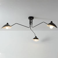 Black Metal 3-Arm Ceiling Lamp - Adjustable - Modern Style