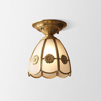 Brass Semi-Flush Mount Ceiling Light - Classic Style - Flower Design