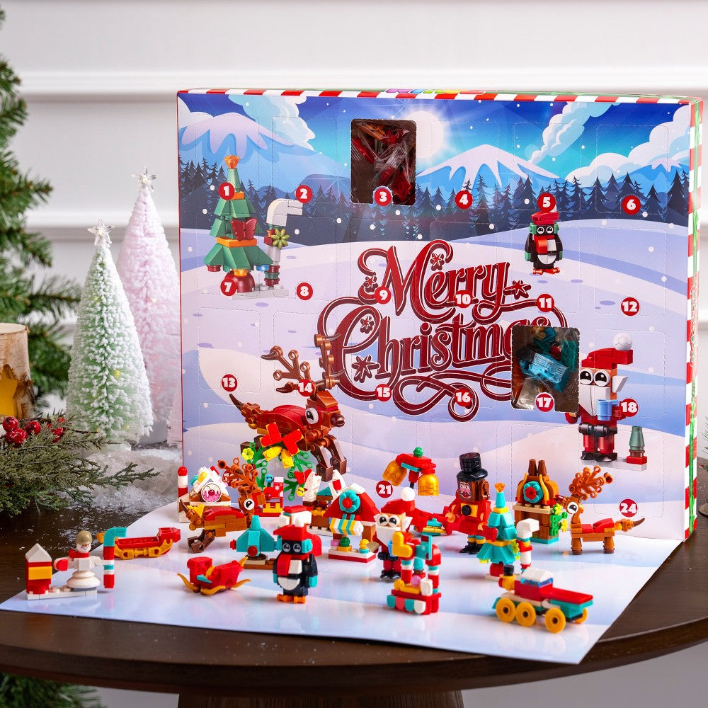 Building Brick Advent Box with Daily Mini Sets and Two Larger Models for Holiday Tables