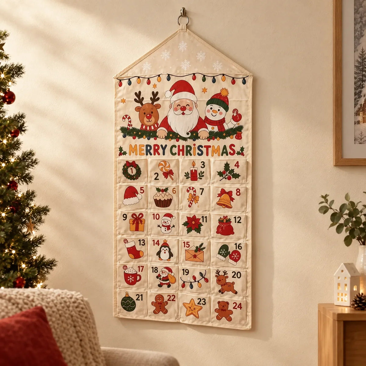 Canvas Hanging Advent Calendar - Festivio