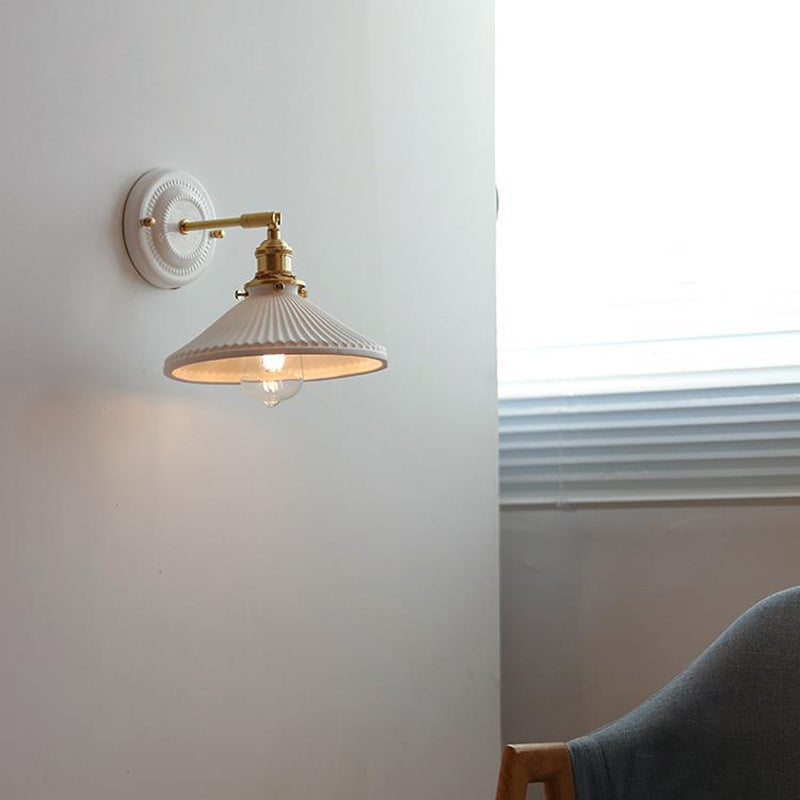 Ceramic and Brass Wall Light - Vintage Japanese Style - E27 Socket - Image 1