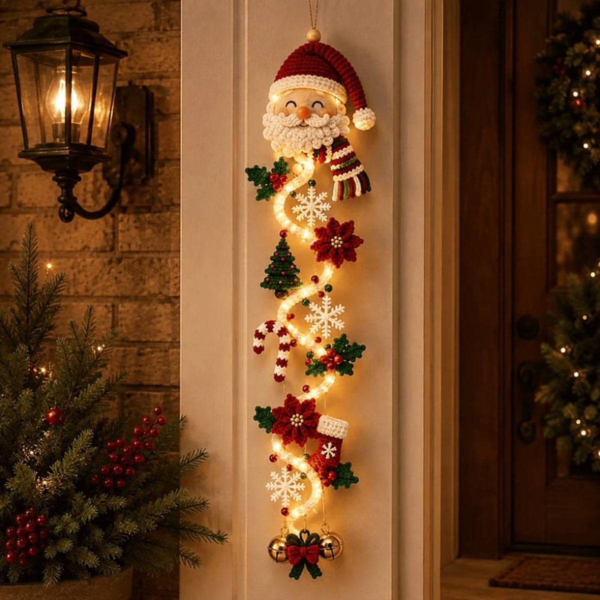 Christmas Decoration - Light-Up Door Hanging with Warm LED Glow