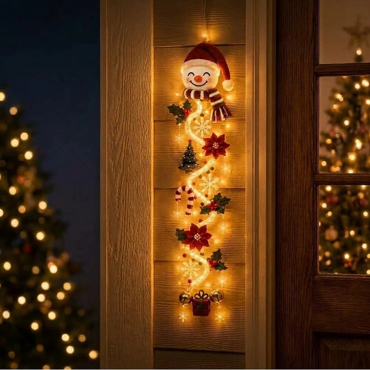 Christmas Decoration - Light-Up Door Hanging with Warm LED Glow