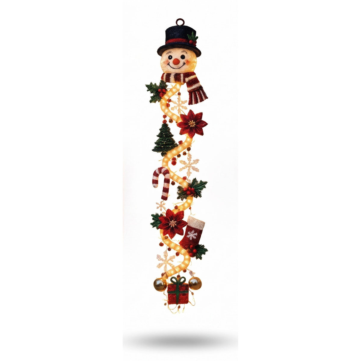 Christmas Decoration - Light-Up Door Hanging with Warm LED Glow