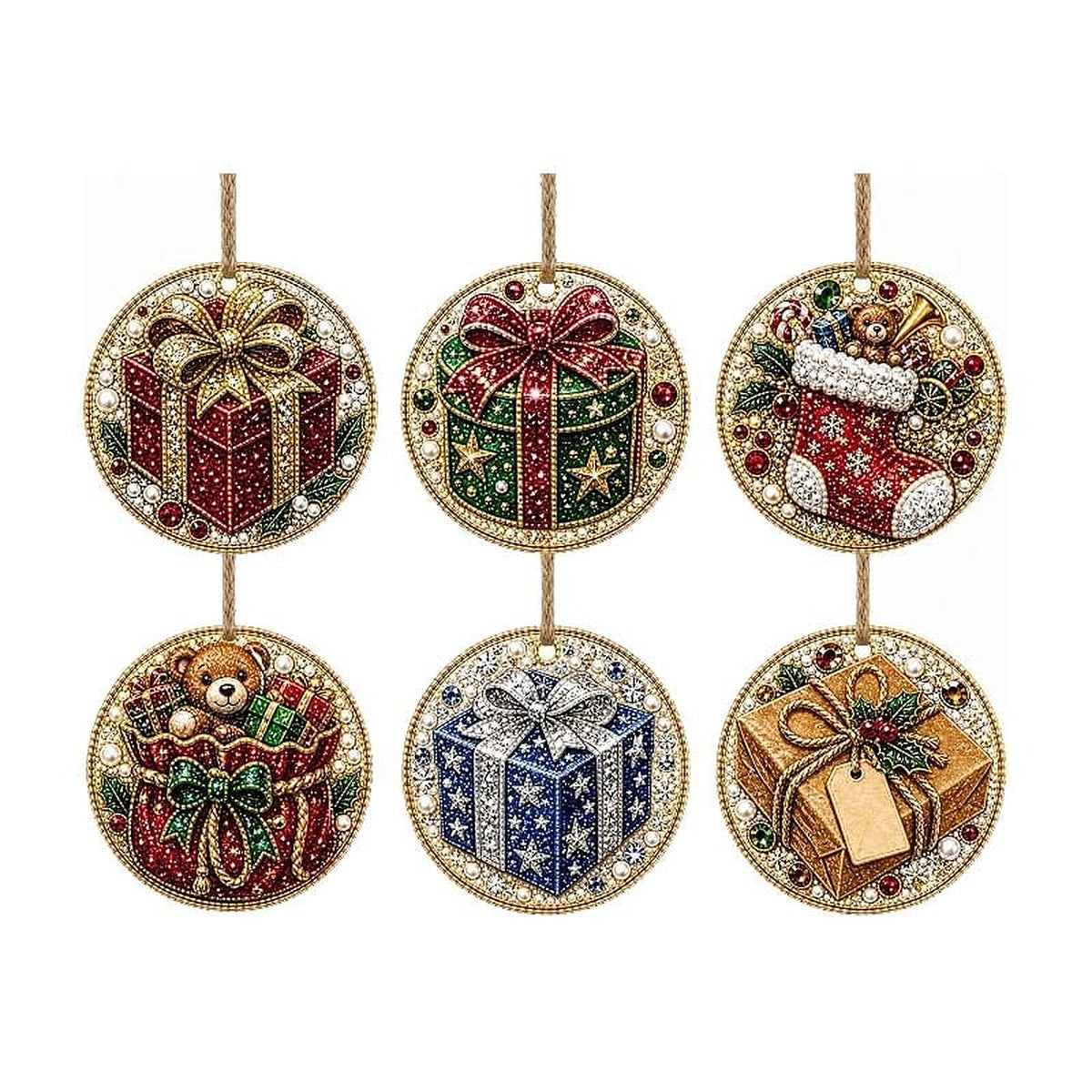 Christmas Diamond Painting - DIY Wooden Christmas Hanging Ornaments with Rhinestones