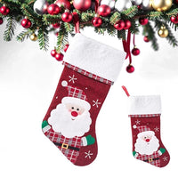 Christmas Stockings with Plush Cuff, Embroidered Snowflakes, and Character Appliqués