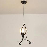 Climbing Man Pendant Light - Black Metal - Modern Creative Hanging Lamp
