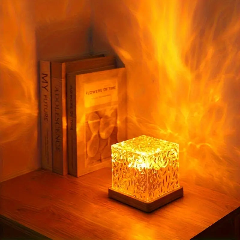 Crystal Cube Projector Lamp - Dynamic Night Light - Modern Table Lamp - Image 1