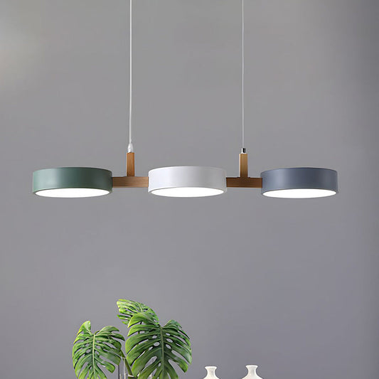 Cylinder Pendant Light - Wooden Accent - Modern Island Lighting for Dining Room - Image 1